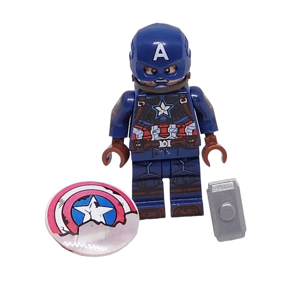 Avengers Captain America Collectible Lego Figure with Shield and Thor Hammer Toy